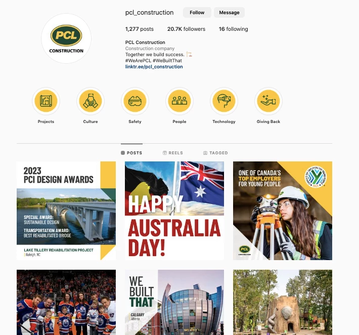 Post regularly on Instagram for construction company marketing