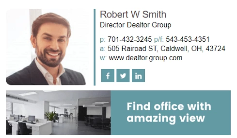Email signature for real estate agent or brokerage