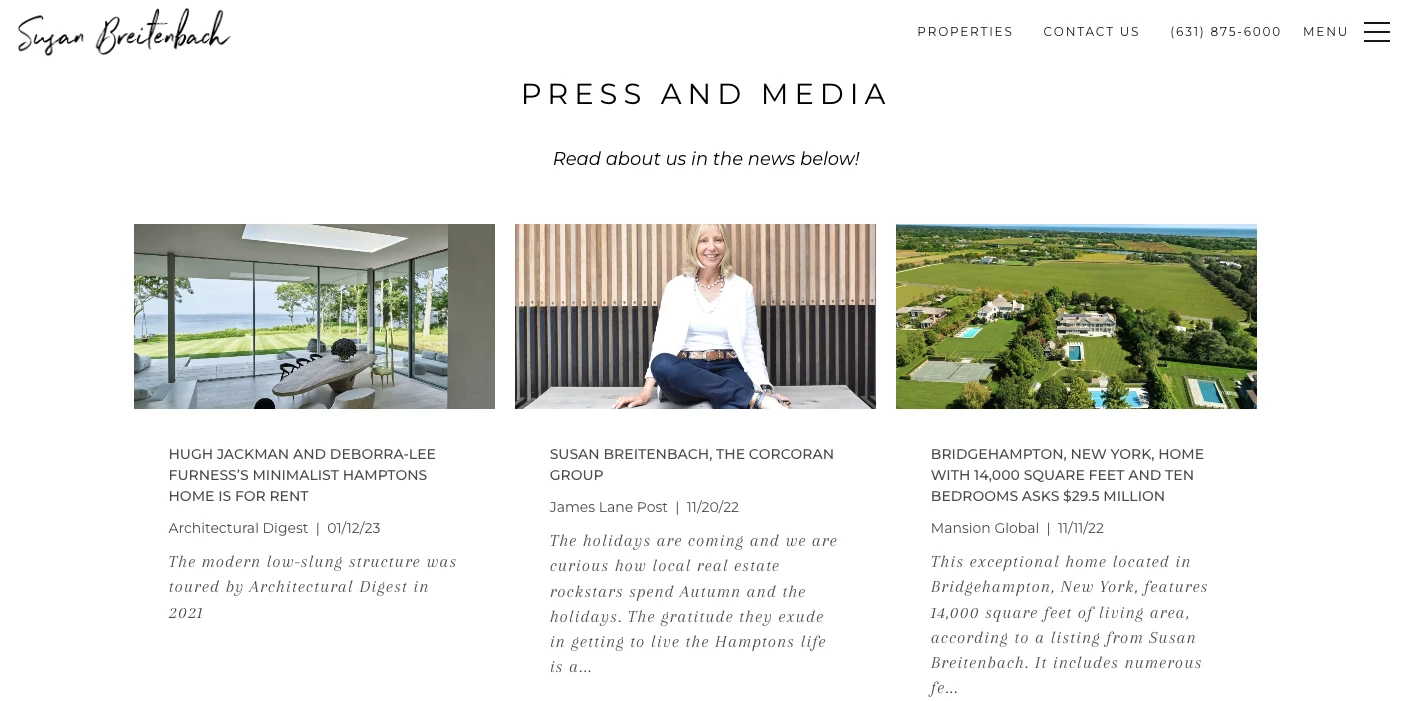 press and media page for real estate agents