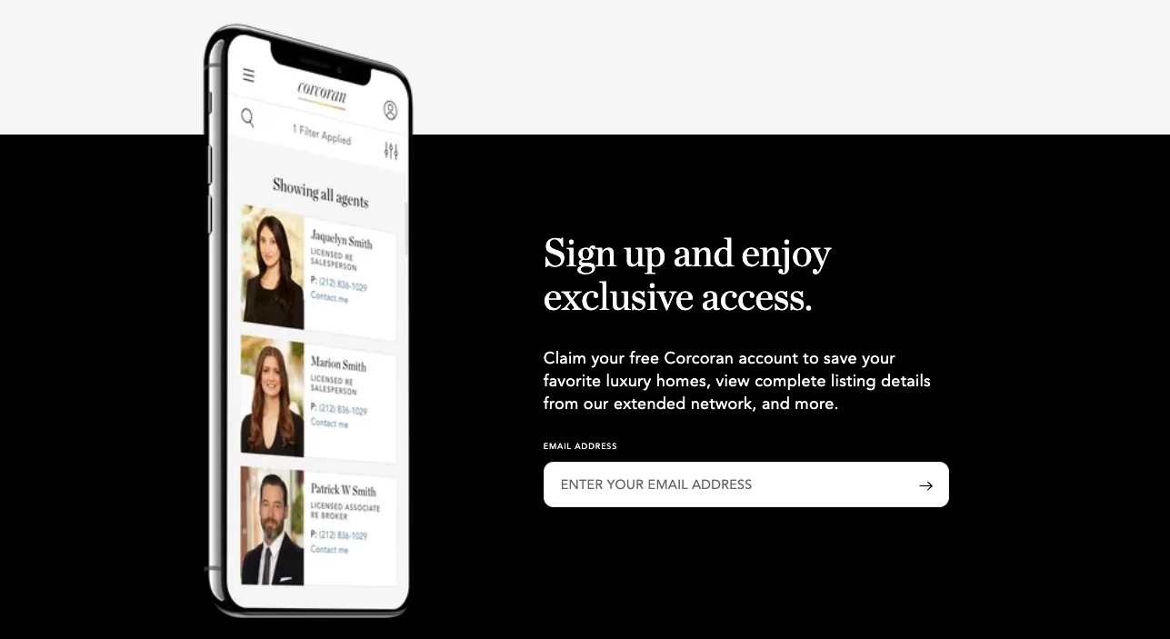 Create sign-up form on real estate website for lead generation