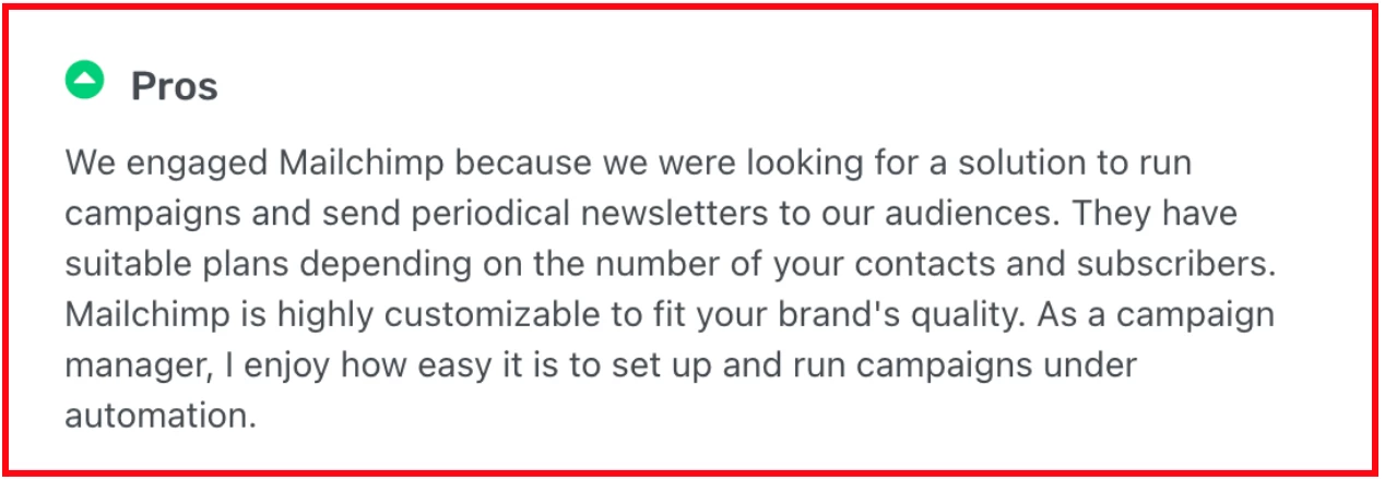 Mailchimp's pros