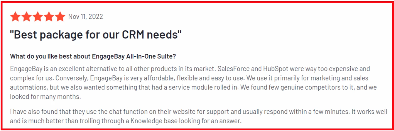 EngageBay pros