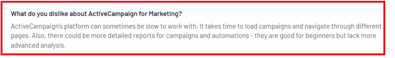 ActiveCampaign cons