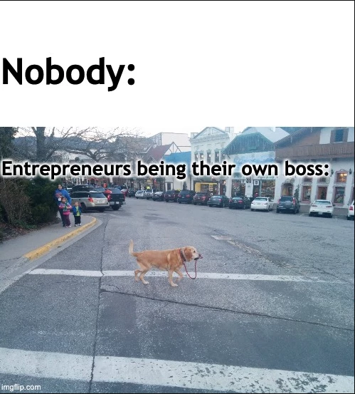 Meme about entrepreneurs being their own boss