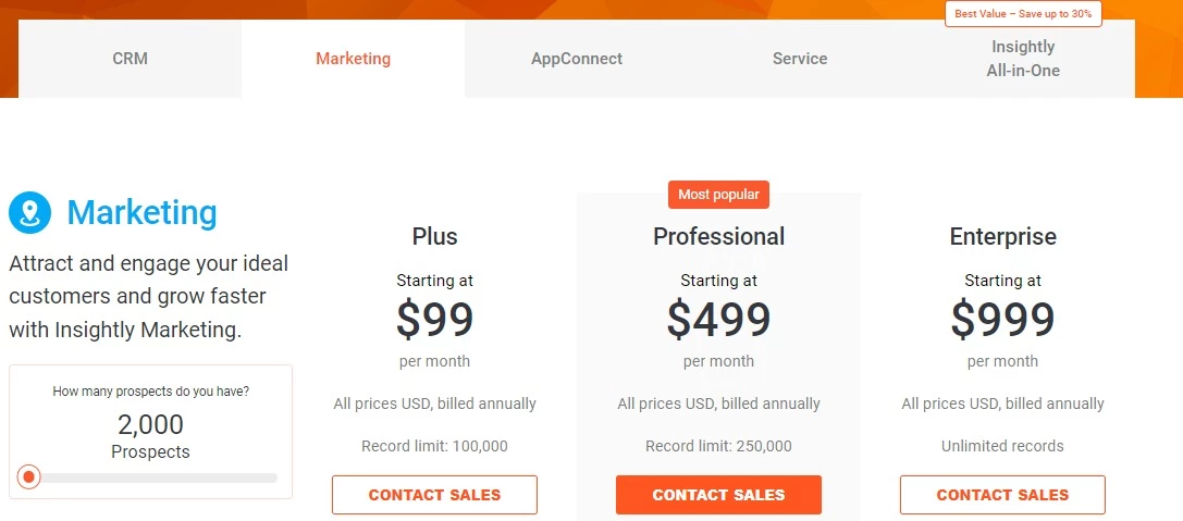 Insightly marketing pricing
