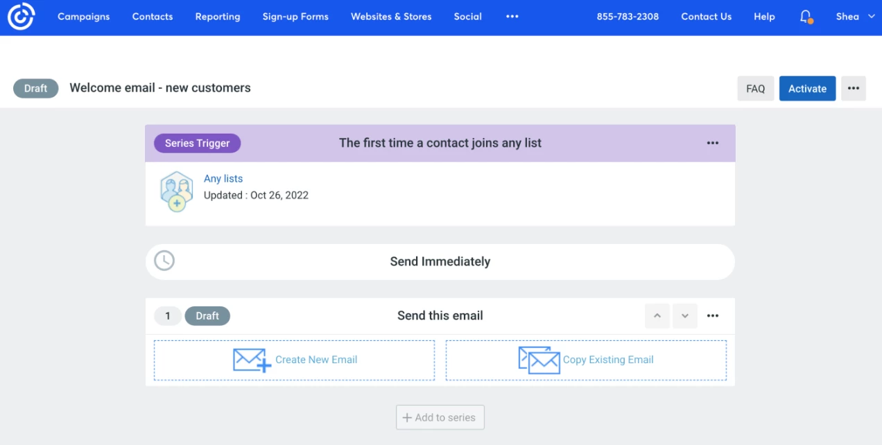 Constant Contact drip email campaign builder