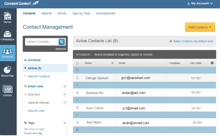 Customer segmentation feature in Constant Contact