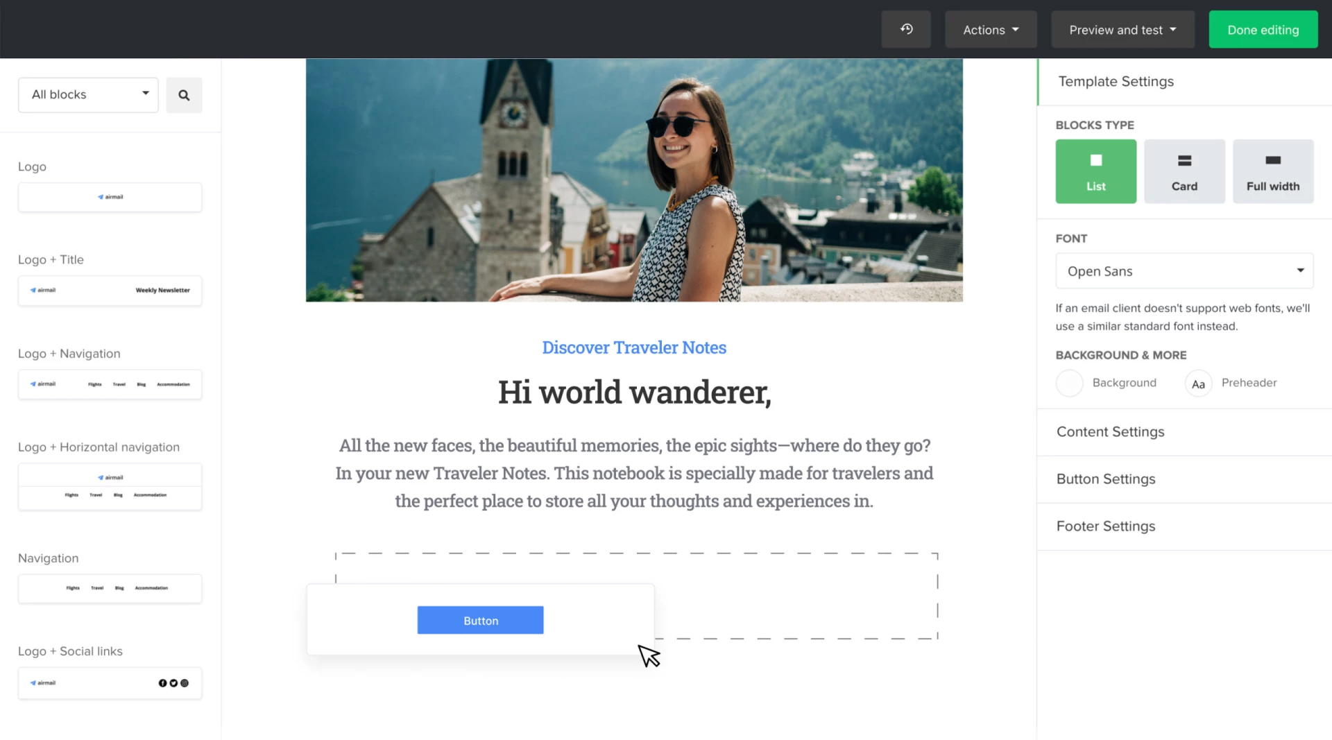 MailerLite drag-and-drop email editor
