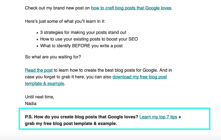 example of writing ps in email