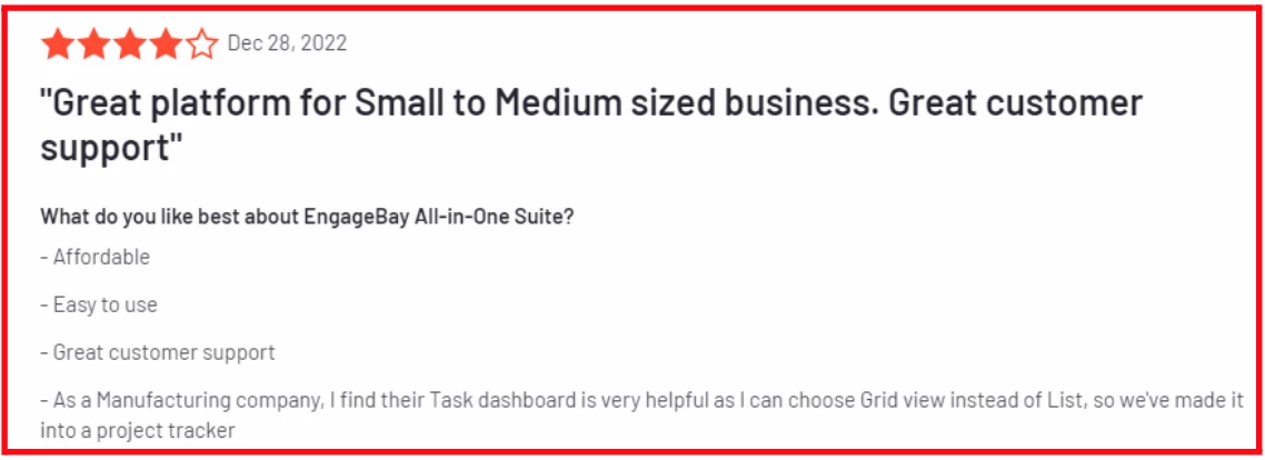 EngageBay pros