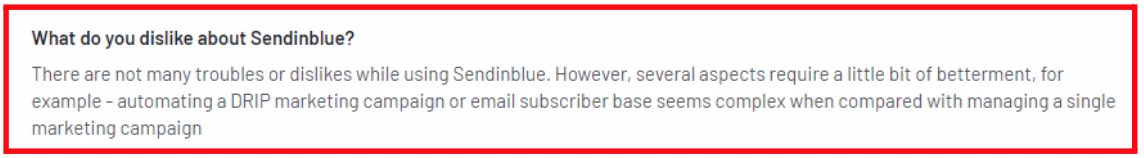 Sendinblue cons