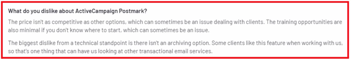 Postmark cons