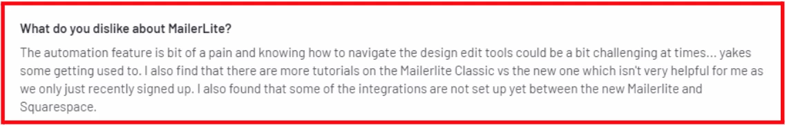MailerLite cons