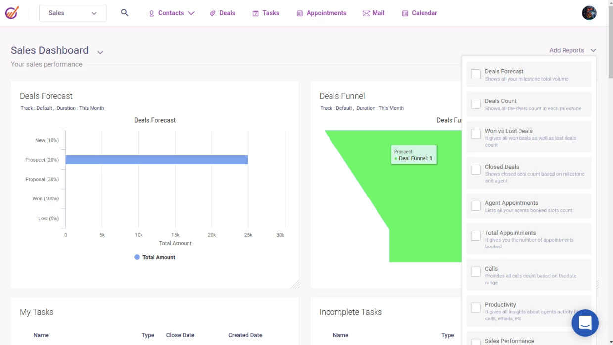 EngageBay dashboard