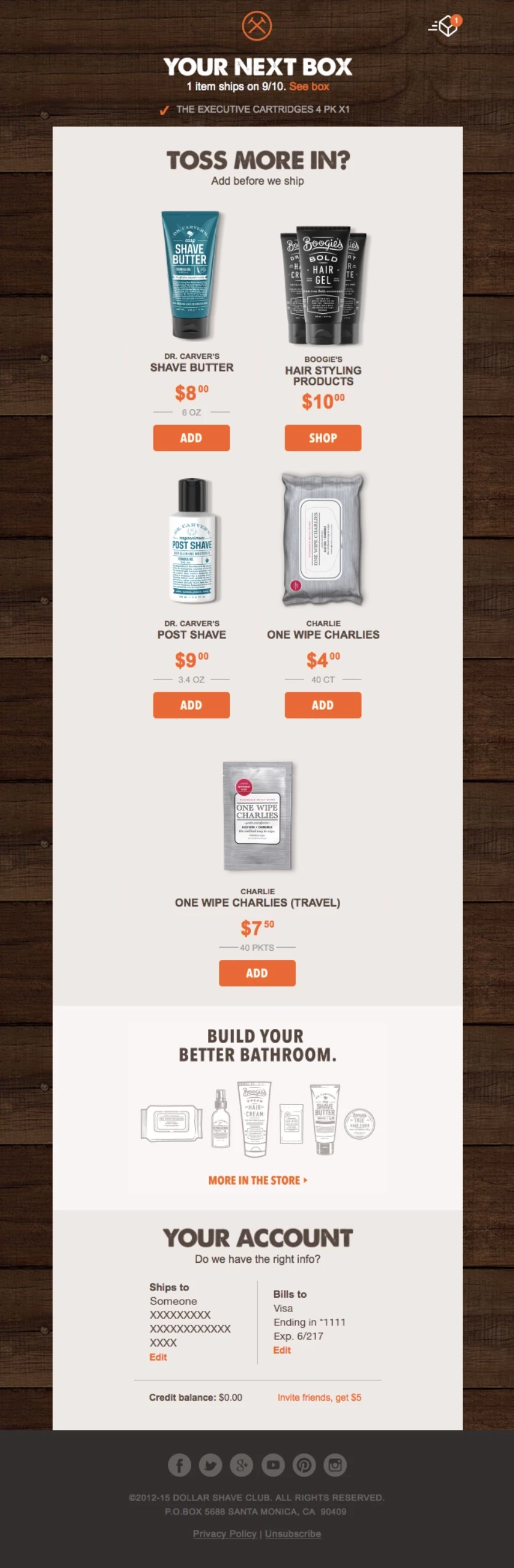 Cross-selling email example